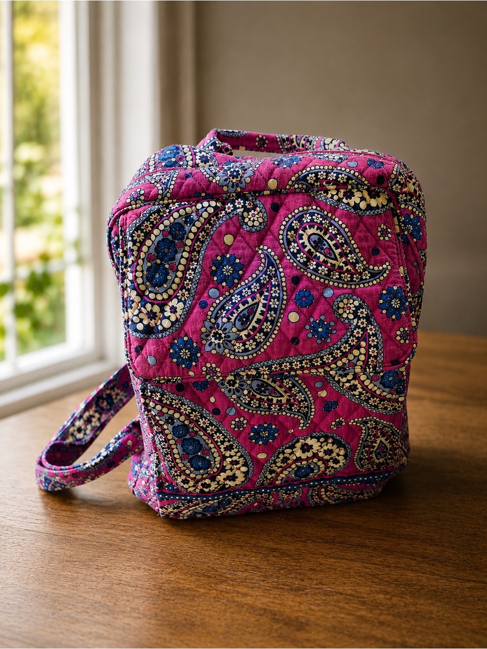 Vera Bradley Quilted Backpack Pink Purple Paisley Floral Y2K Boho